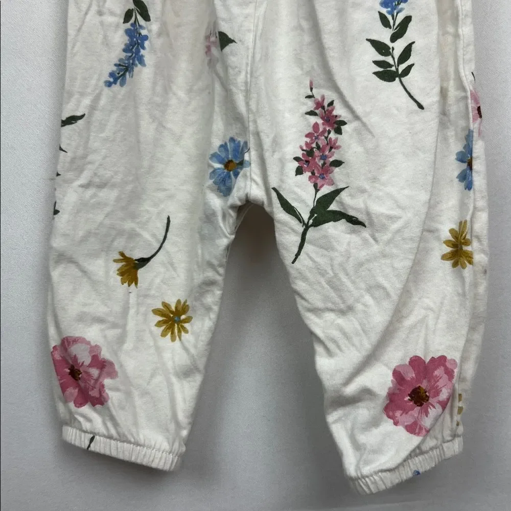 Old Navy Cream cotton jumpsuit with pink and blue floral print size 6-12 months